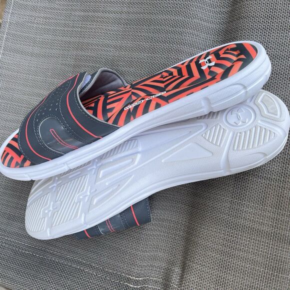 Under Armour Ignite 4D Foam Slides Men’s Size 10 Orange Black Geometric Comfy main image 5